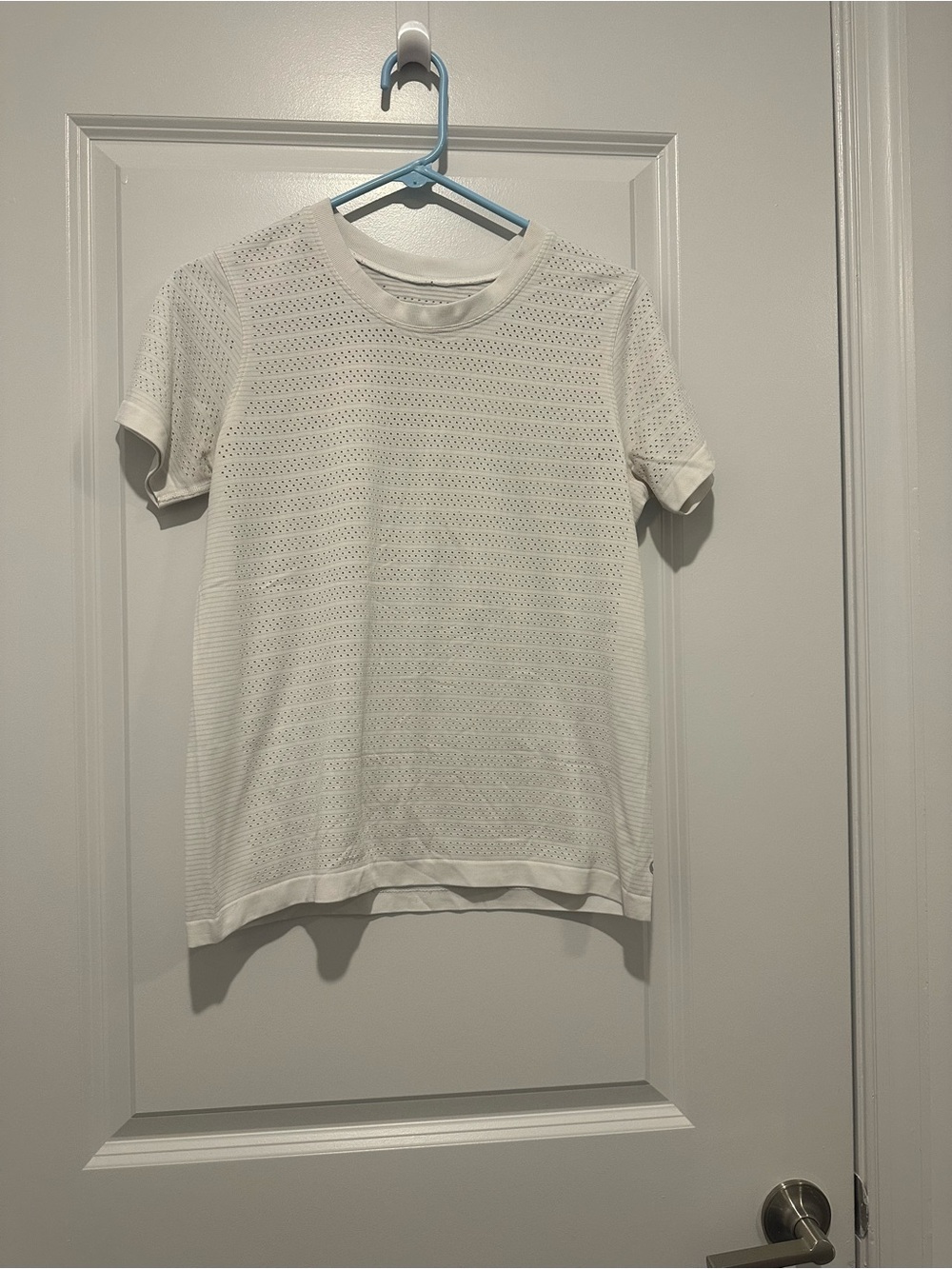 Lululemon White Perforated Short Sleeve Tee